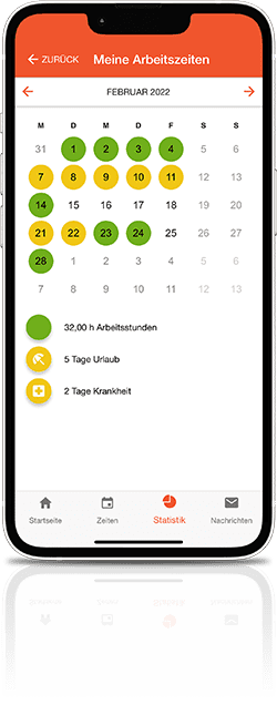 Mobile Zeiterfassung per App Smartphone Screenshot