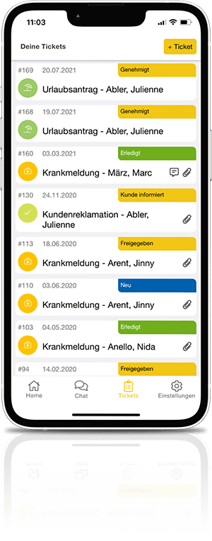 Screenshot Ticketsystem der Blink Sofware für Reinigungsfirmen